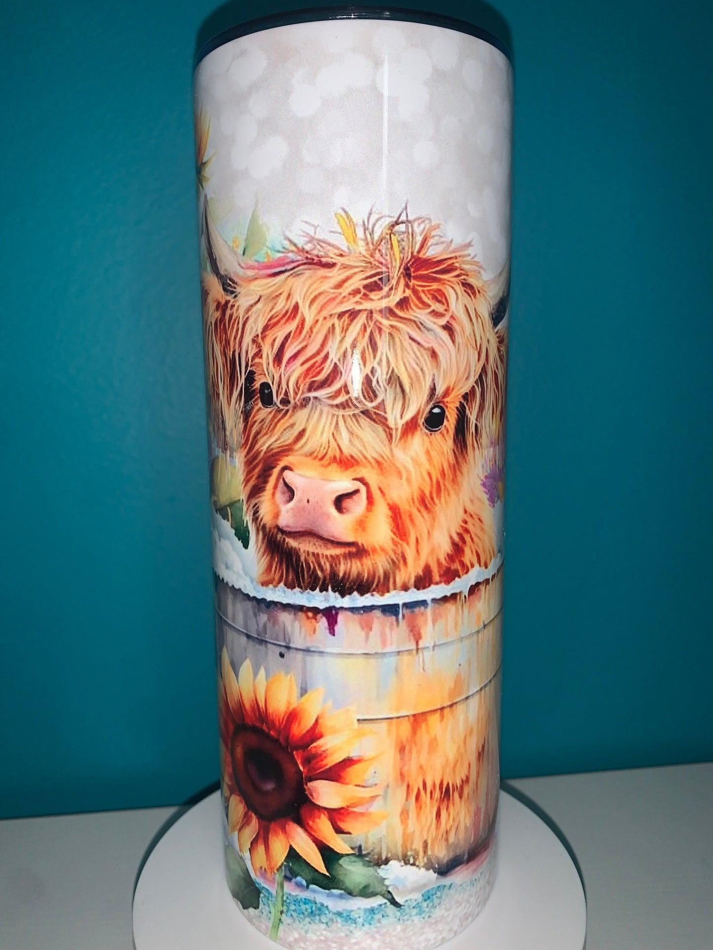Cow with sunflowers tumbler