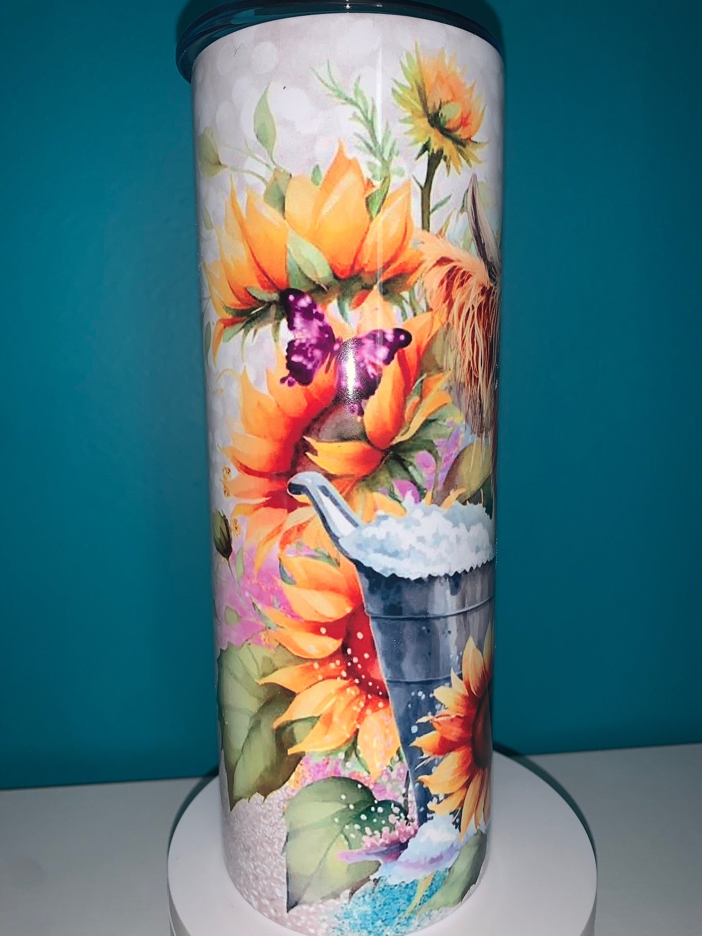 Cow with sunflowers tumbler