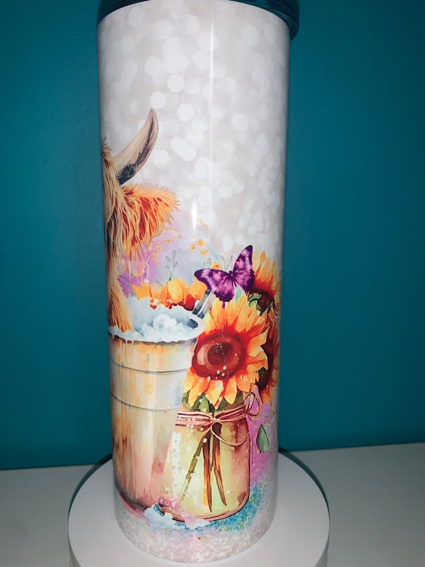 Cow with sunflowers tumbler